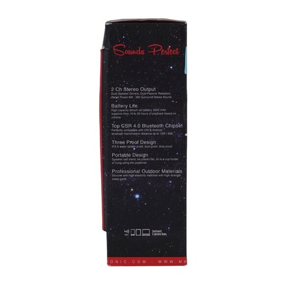 Malektronic Rocket 2.0 Wireless Waterproof Speaker – 2-Channel Stereo Output (Op - Picture 5 of 6